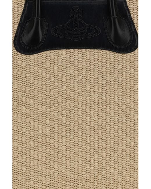 Vivienne Westwood Natural Troy Tote Bag Raffia Shoulder