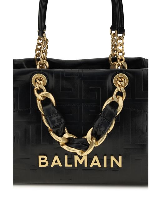 Balmain Black Small Cabas 1945 Tote Bag Calf Leather Bos Taurus Shoulder