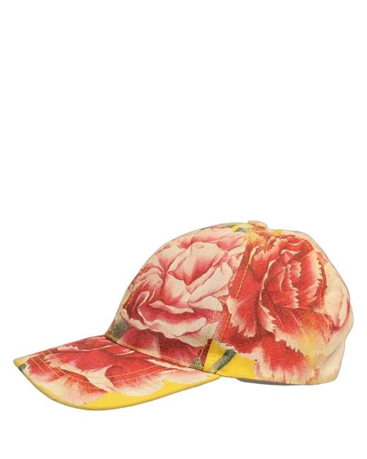 Dolce & Gabbana Orange Cotton Floral Baseball Capello Hat for men