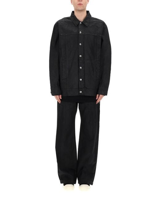 Rick Owens Black Jumbo Worker Jacket Cotton for men