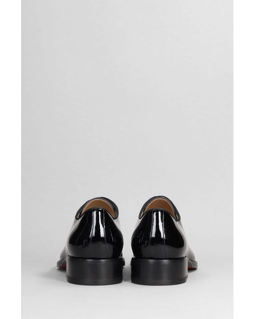 Christian Louboutin Black Chambeliss Lace Up Shoes In Patent Leather for men