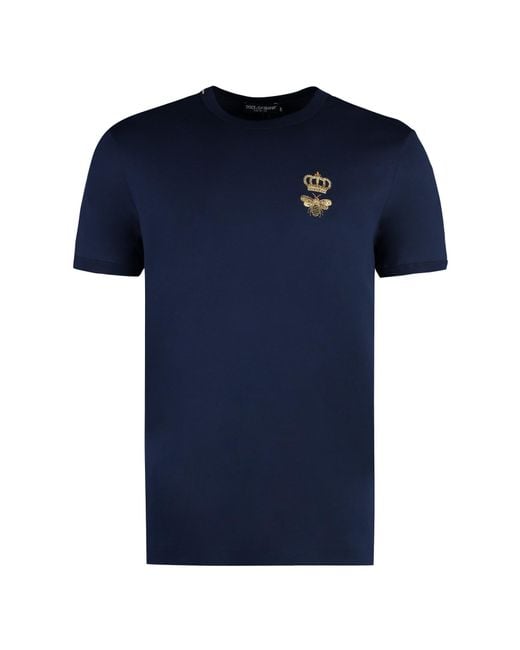 Dolce & Gabbana Blue Logo Cotton T-Shirt for men