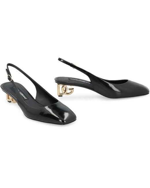 Dolce & Gabbana Black Slingback Pumps Patent Leather Calf