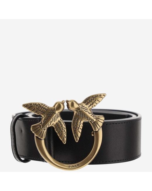 Pinko Black Leather Belt With Logo