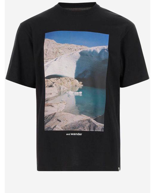 And Wander Black T-Shirt With Graphic Print for men