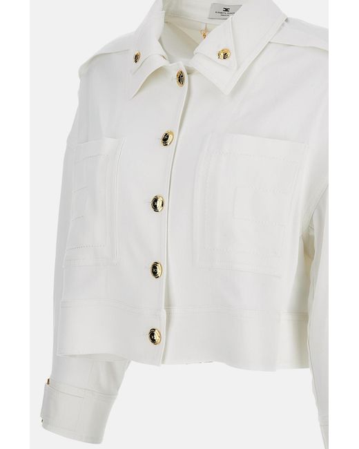 Elisabetta Franchi White Button Relaxed Jacket