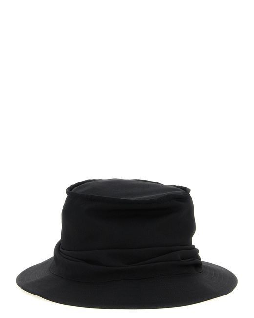 Yohji Yamamoto Black Drape Solid Bucket Hat for men