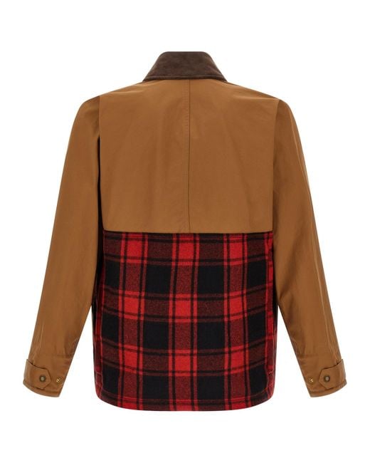 Junya Watanabe Brown Cotton Canvas Jacket With Wool Back Insert And Corduroy Collar for men