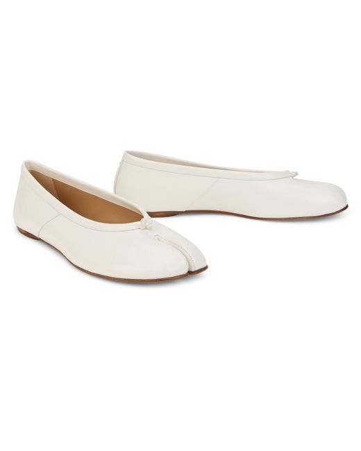 Maison Margiela White Ballerina Shoes Tabi Calfskin