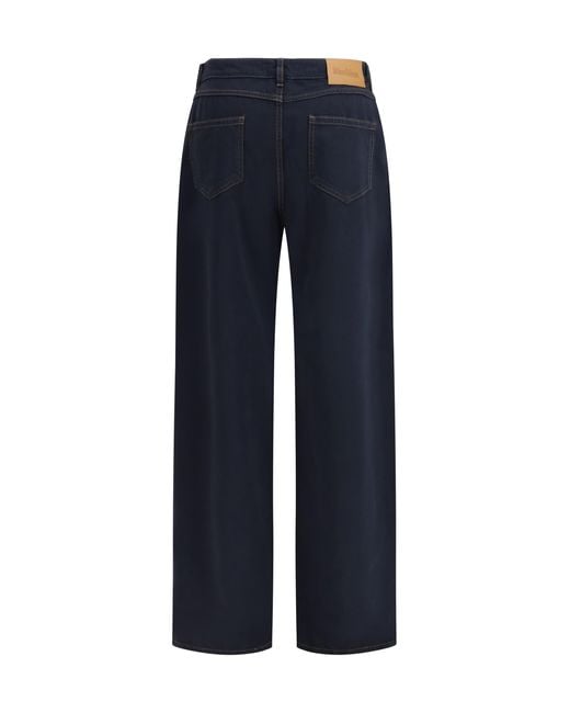 Max Mara Blue Baggy Pants Pure Cotton Satin