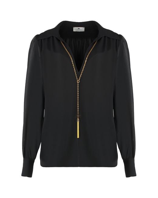 Elisabetta Franchi Black Shirt Georgette Polyester Blouses