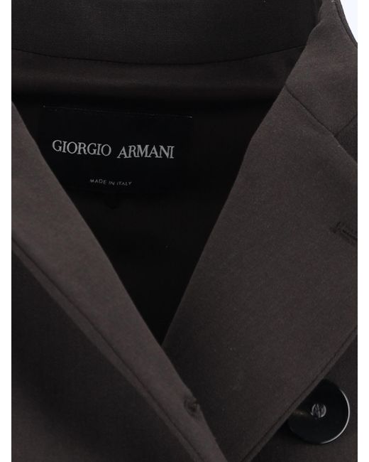 Giorgio Armani Black Double-Breasted Virgin Wool Blazer, Crew Neck