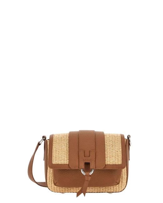 Hogan Brown Flap Bag Raffia