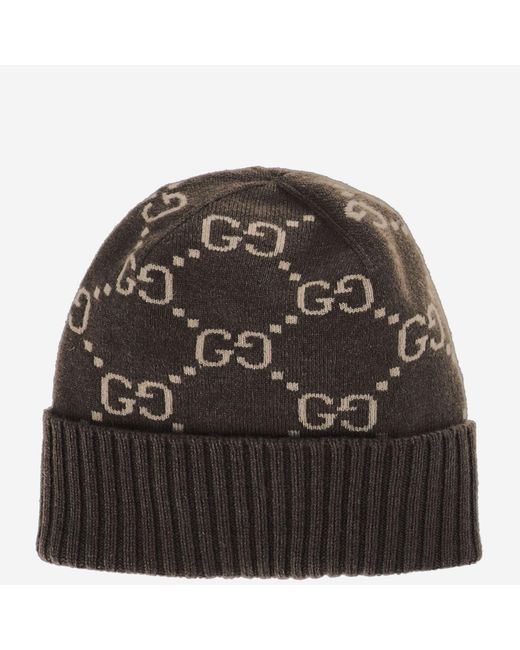 Gucci Black Beanie Gg Cashmere Hat for men
