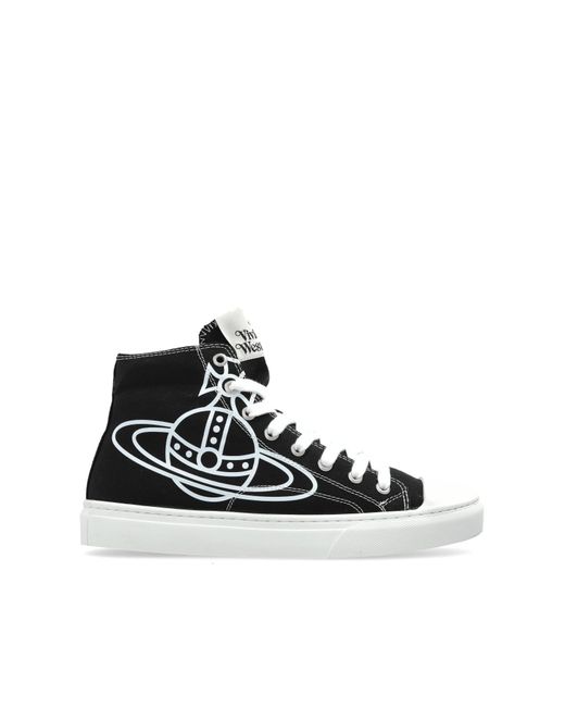スニーカー Vivienne Westwood Women's High Top Canvas Sneakers Black 750 Black High-Top Canvas Plimsoll Sneakers by Vivienne Westwood