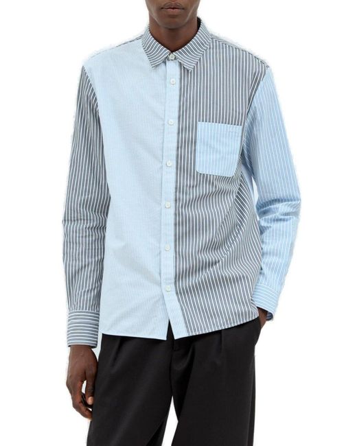 A.P.C. Blue Erwann Striped Poplin Shirt for men