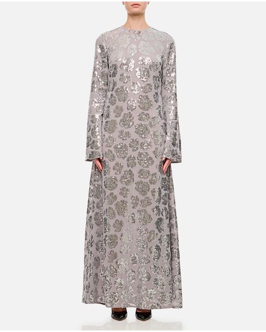 ROTATE BIRGER CHRISTENSEN Gray Sequin Chiffon Maxi Dress