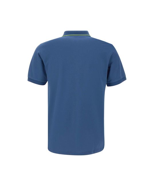 Sun 68 Blue Small Stripe Cotton Polo Shirt for men