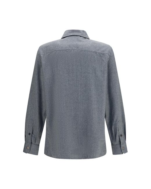 Brunello Cucinelli Blue Virgin Wool Shirt Fleece Ovis Aries for men