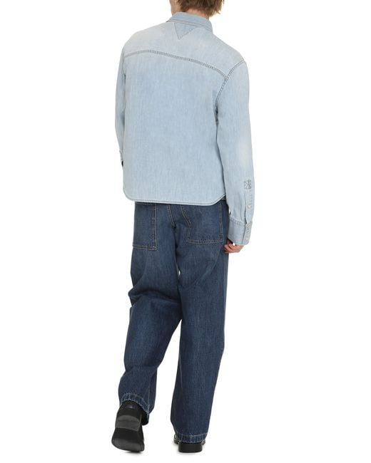 Bottega Veneta Blue Shirt With Flap Pockets Main: Polyester for men
