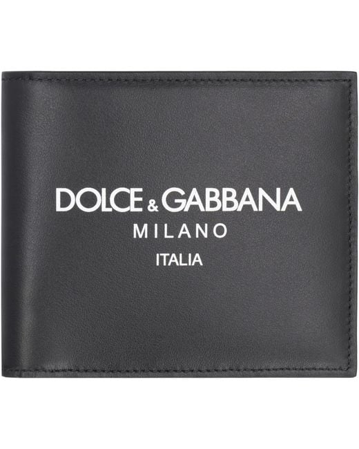 Dolce & Gabbana Black Wallet Calf Leather Flap-Over- & Cardholders for men