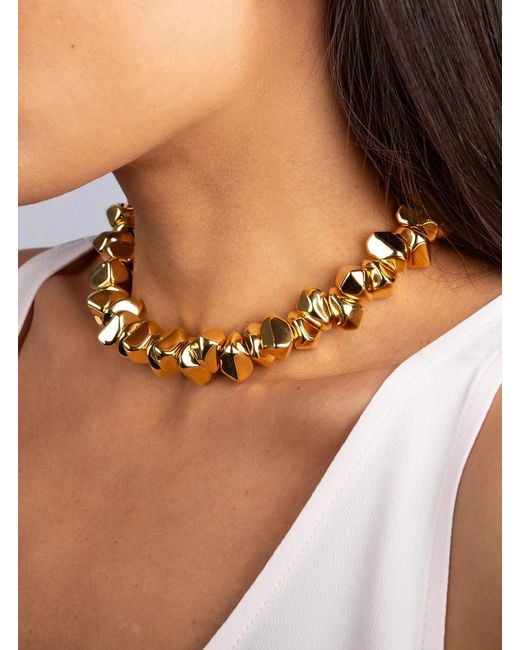 FEDERICA TOSI Metallic Necklace Lace Small Stone With Elegant Design