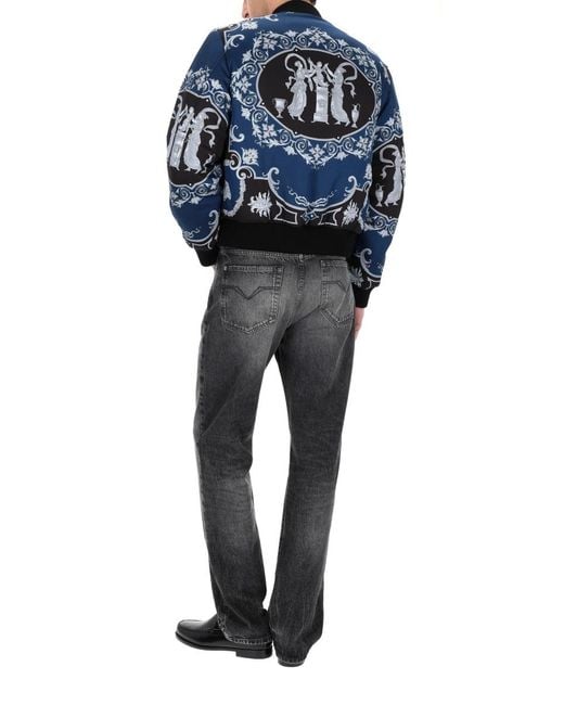 Versace Black Reversible Bomber Jacket Polyamide for men