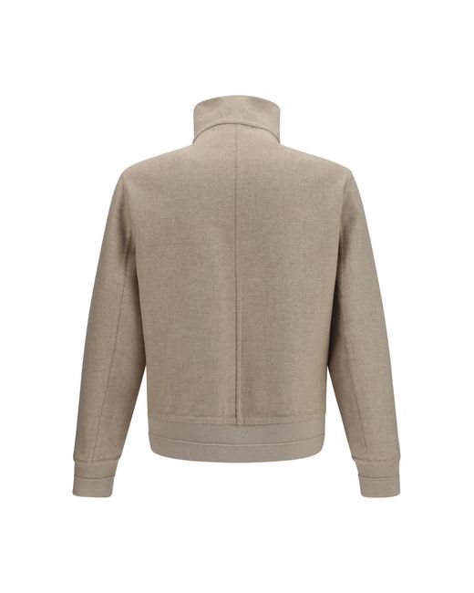 Brunello Cucinelli Gray Jacket Double-Face Cashmere Sand-Camel (Capra Hircus) for men
