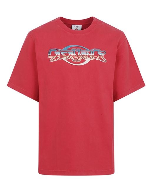 Casablanca Red Chrome Text Printed Oversized T-Shirt for men