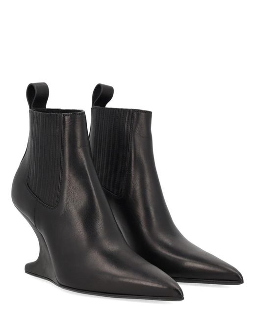 Rick Owens Black Ankle Sharp Boot Calf Leather