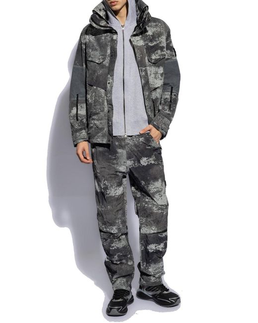 Stone Island Gray Trousers With Camouflage Motif for men
