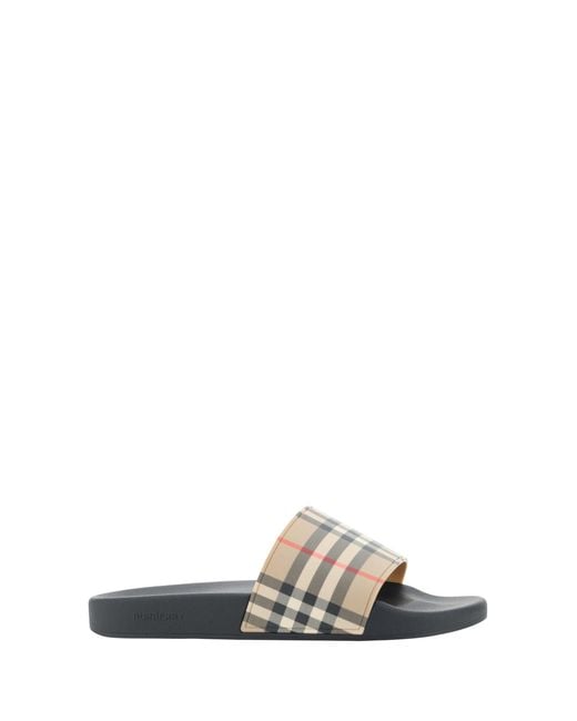 Burberry White Rubber Slides Sandals for men