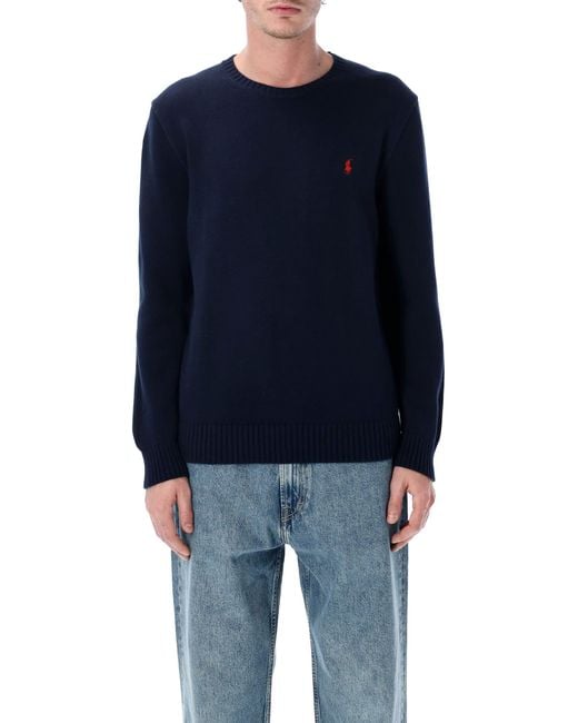 Polo Ralph Lauren Blue Classic Cotton Pony Jumper for men