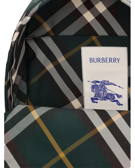 Burberry Green Shield Check Nylon Backpack Bags Backpacks for men