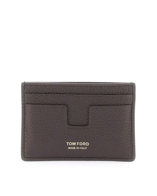 Tom Ford Gray Grained Leather Card Holder for men
