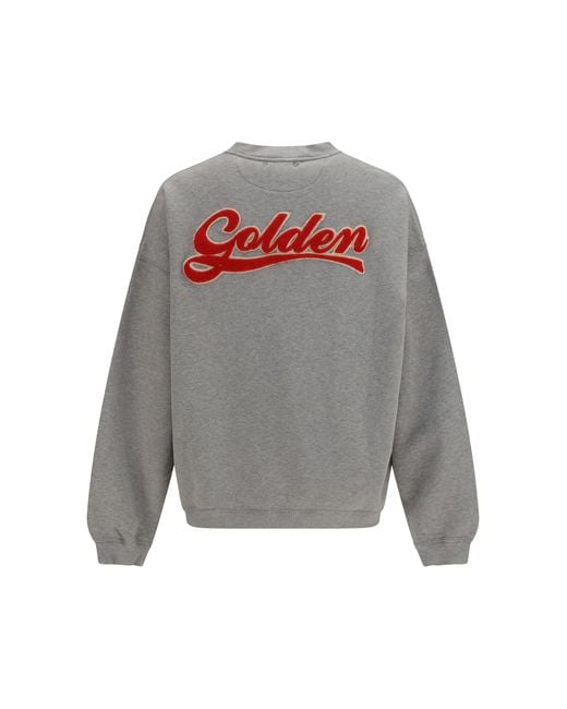 Golden Goose Deluxe Brand Gray Oversized Crewneck Sweater With Lettering On The Back for men