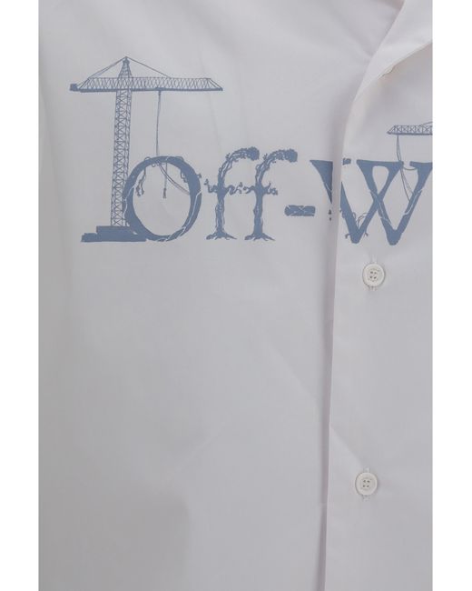 Off-White c/o Virgil Abloh Gray City Nature Bowling Shirt Cotton for men