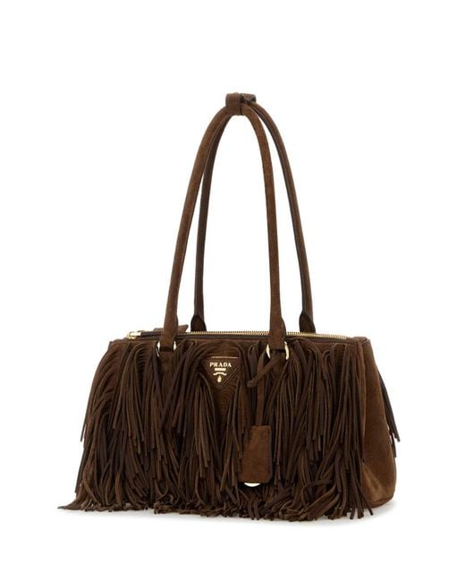 Prada Brown Suede Shoulder Bag