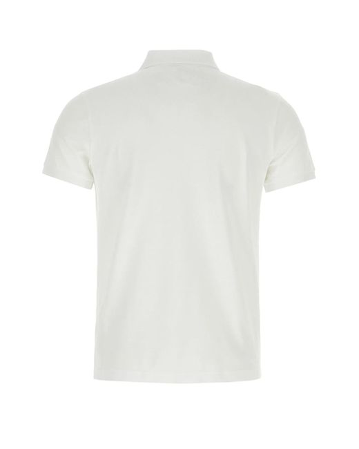Moncler White Piquet Polo Shirt for men