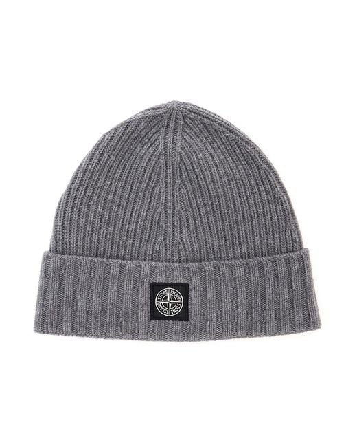 Stone Island Gray Beanie Tech Fabric Hat for men