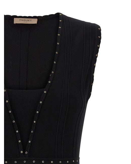 Twinset Black Rhinestone Studded Dress