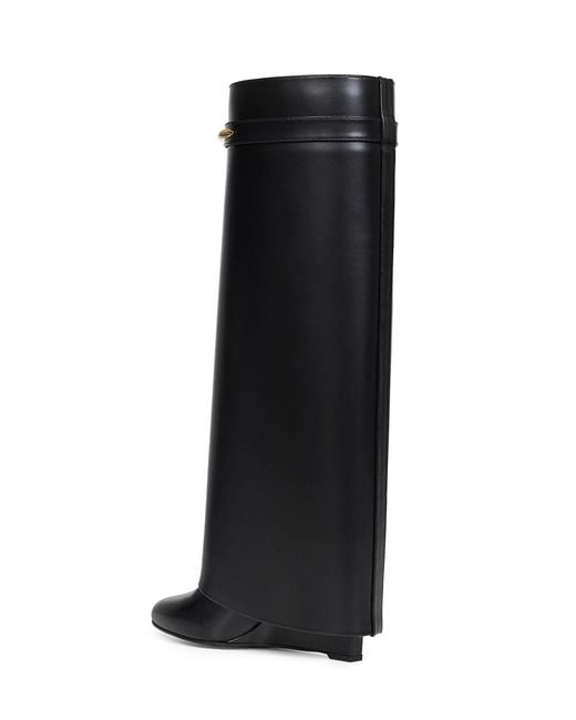 Givenchy Black Leather Shark Pinch Knee-High Boots