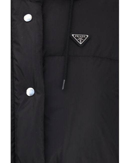 Prada Blue Padded High-Collar Jacket Down