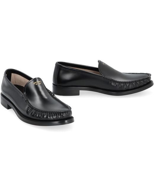 Prada Black Leather Loafers Calf