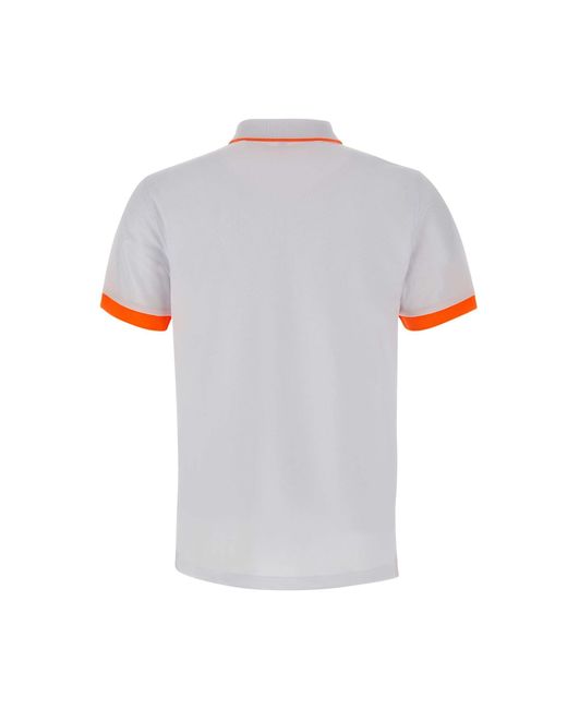 Sun 68 White Small Stripe Cotton Polo Shirt for men
