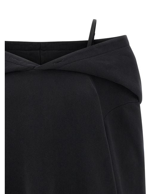 MM6 by Maison Margiela Black Off-Shoulder Hooded Dress Cotton