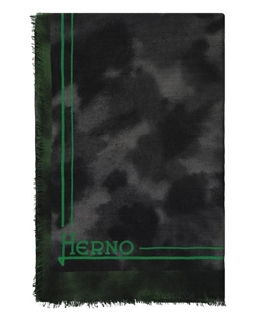 Herno Black Elegant Scarf With Logo Detail for men