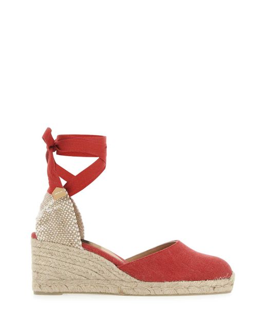 Castaner Red Canvas Carina Wedges