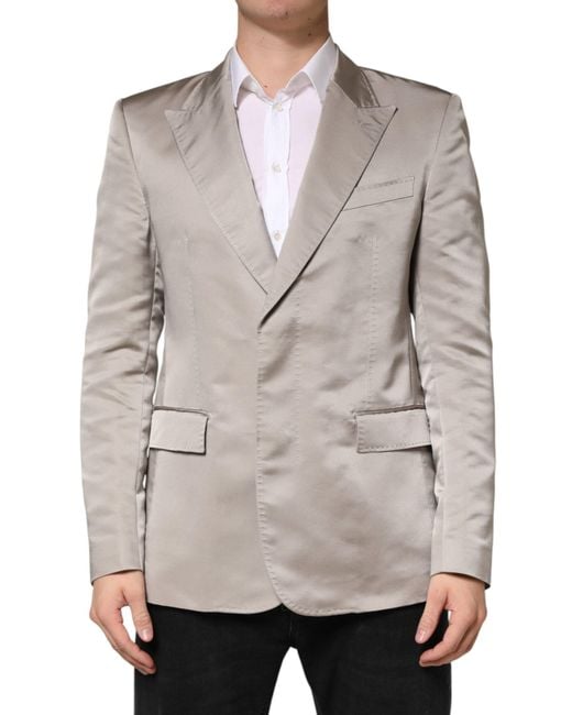 Dolce & Gabbana Gray Silk Single Breasted Jacket Blazer Clothing for men
