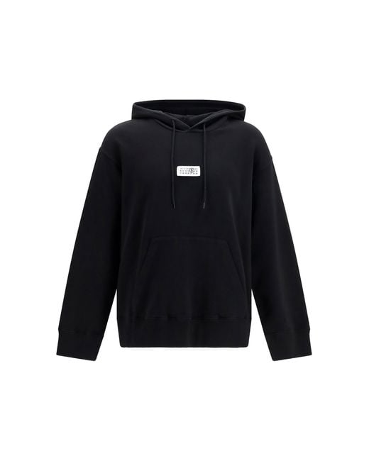 MM6 by Maison Margiela Black Cotton Hoodie Sweatshirts for men